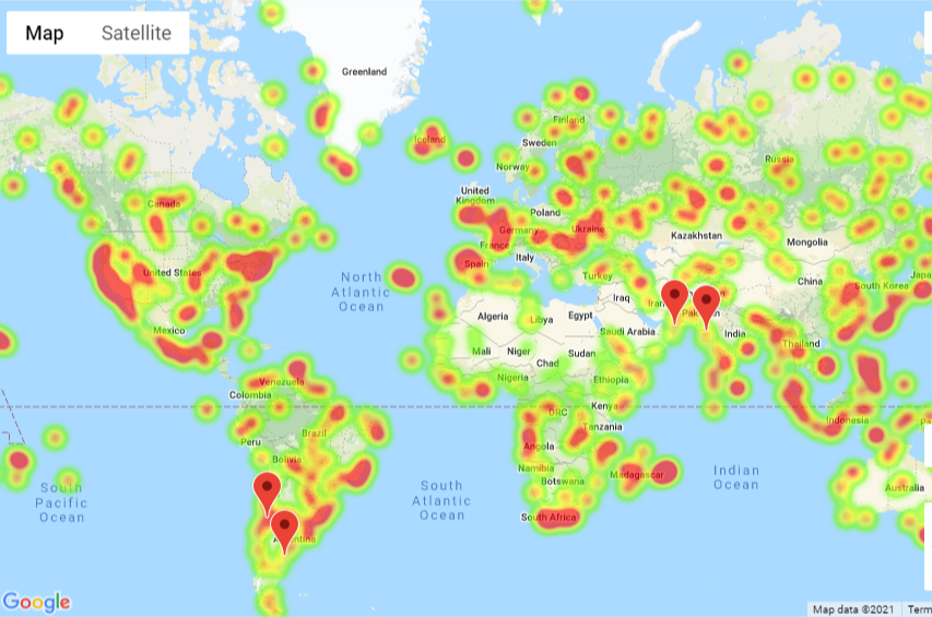 City Heatmap with Hotel Markers